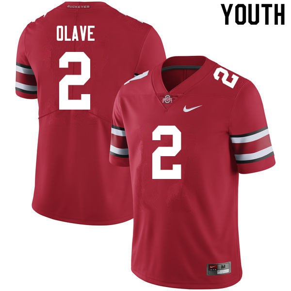 Ohio State Buckeyes #2 Chris Olave Youth Embroidery Jersey Scarlet OSU96745